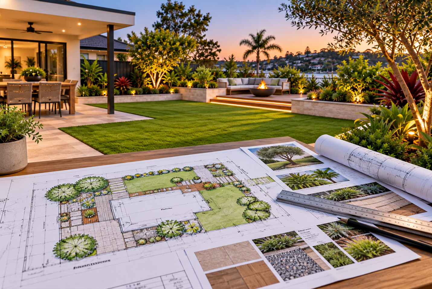 Landscape drafting and design plans for a Como garden renovation
