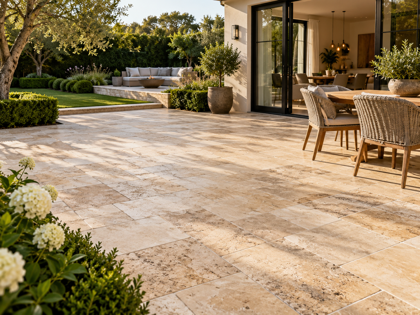 Travertine paving for a Melville patio or pool area