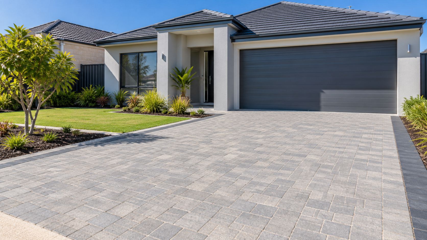 Concrete driveway paving at an Osborne Park property