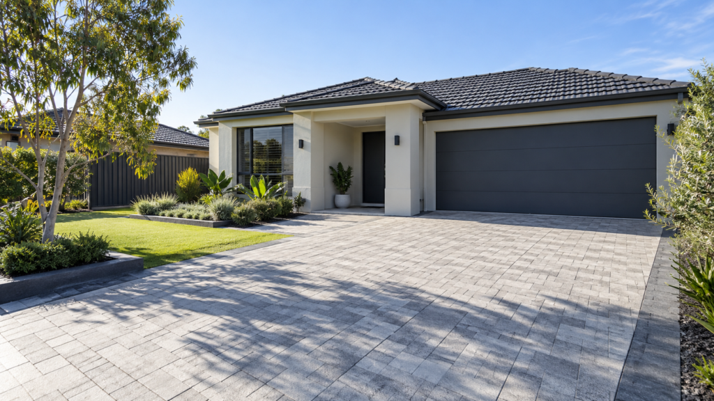 Paved driveway and landscaped frontage at a Malaga property