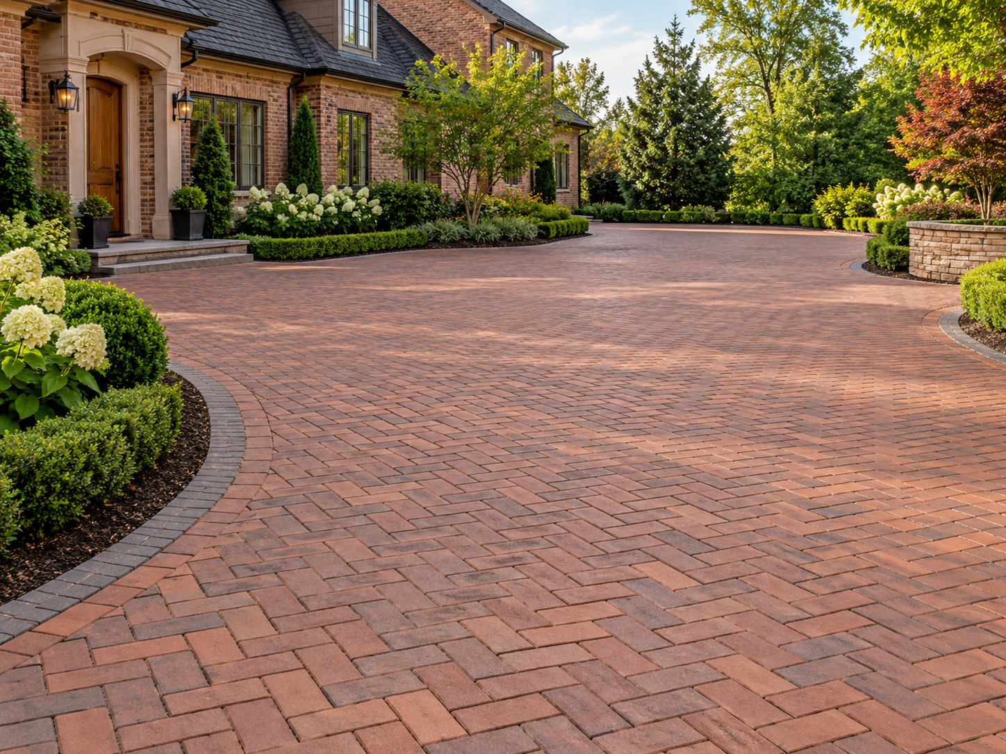 Brick paving in a herringbone pattern for a Cottesloe home
