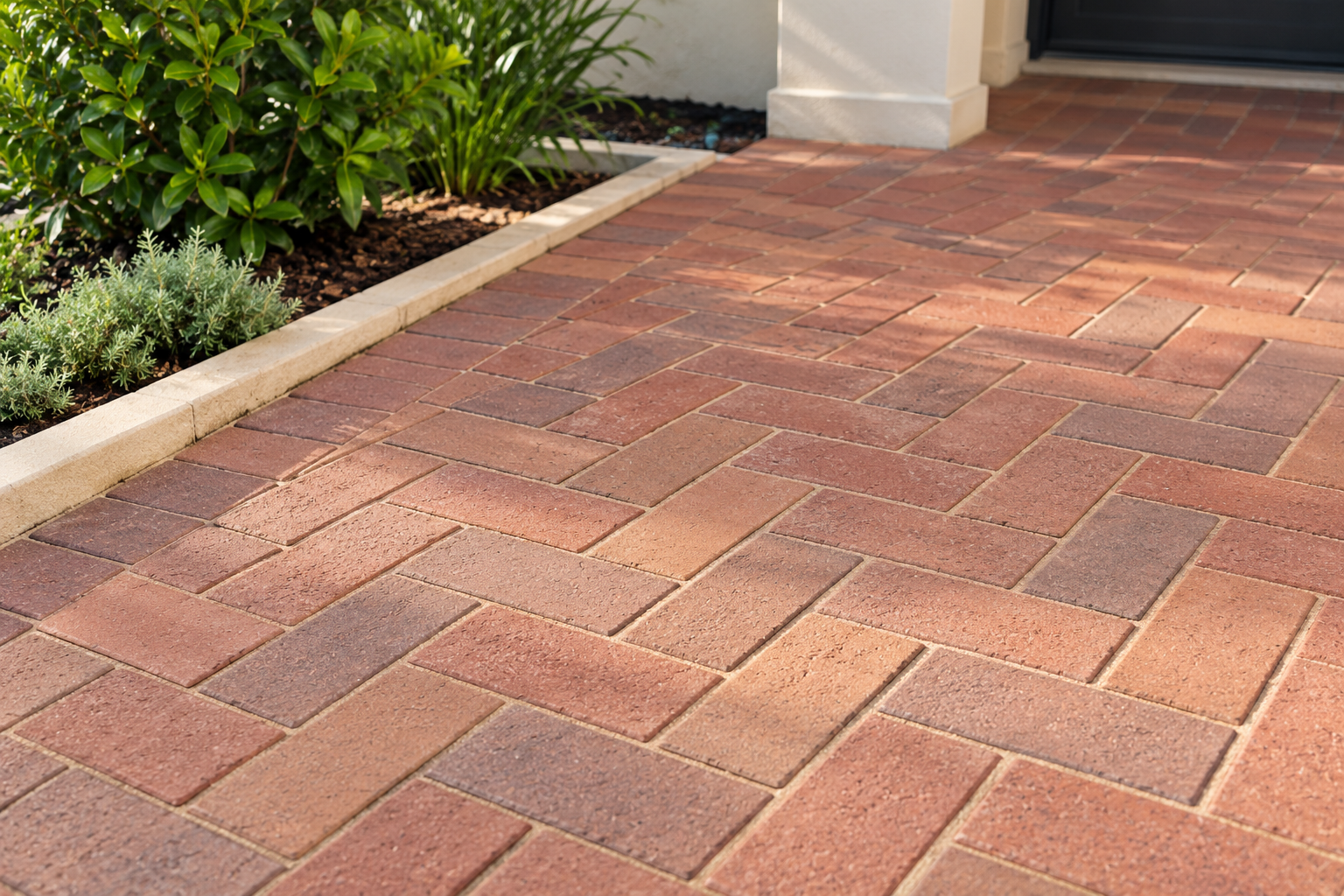 Herringbone brick paving for an Applecross outdoor area