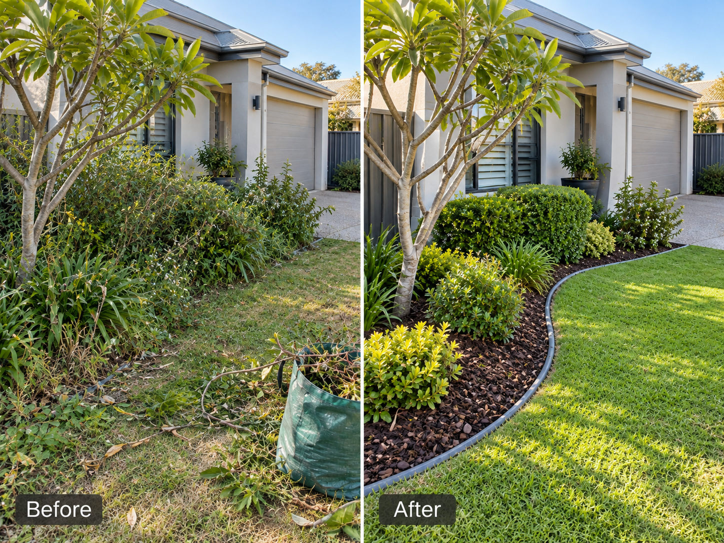 Garden clean-up service for an overgrown residential garden in Como